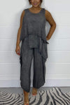 Casual sleeveless loose top and pants suit