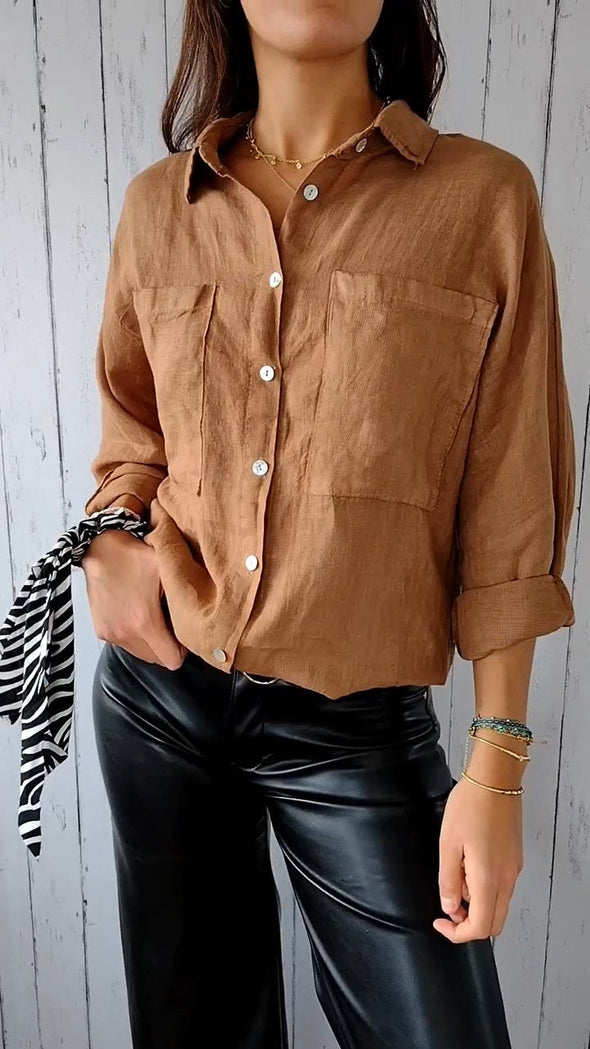 Cotton and Linen Solid Color Shirt