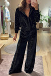 Women's Casual Hooded Sequined Two-piece Suit