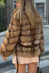 Women's Casual Segmented Short Fur Coat