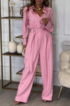 Women's Lapel Long Sleeve Casual Jumpsuit