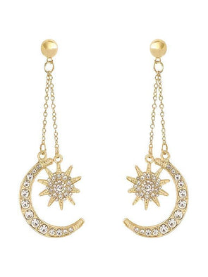 Six Pointed Star Moon Earrings