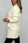 Women's Soft Knit Gold Button Tassel Cardigan With Pockets