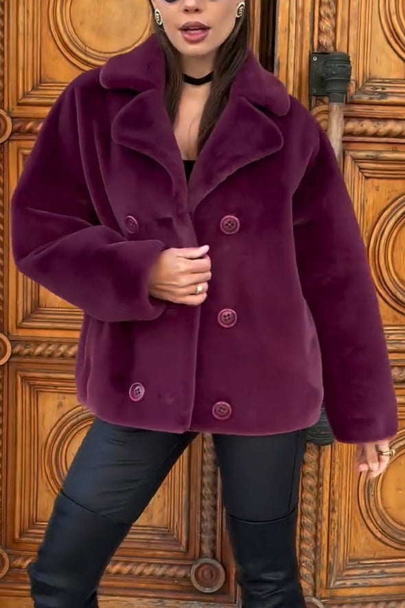 Women's Casual Lapel Plush Coat