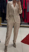 Women's Lapel Sequined Casual Suit