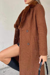 Women's Casual Warm Fur Collar Lapel Mid-length Coat