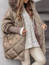 Women's Fur Hooded Long-sleeved Casual Cotton Jacket