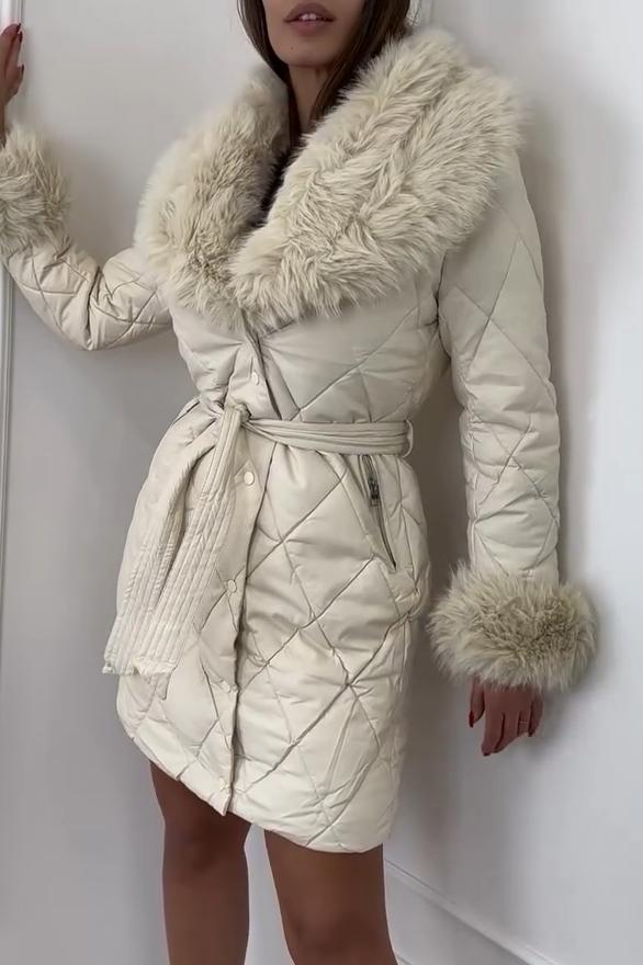 Women's Casual Warm Detachable Large Fur Collar Cotton Coat