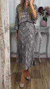 V-neck Printed Elegant Two-piece Skirt