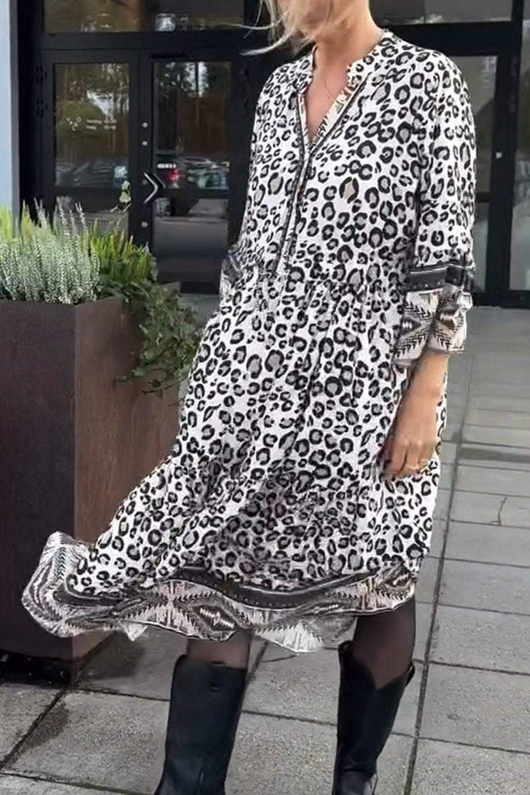 Women's Printed Casual Midi Dress