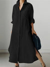 Women's Solid Color Long Sleeve Cardigan Irregular Split Dress