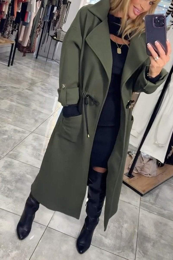 Women's Casual Lapel Long Trench Coat