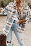 Women's Fashion Lapel Loose Plaid Wool Coat