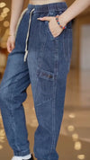 Women's Casual Solid Color Elastic Waist Skinny Jeans