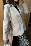 Women's solid color lace-up casual blazer