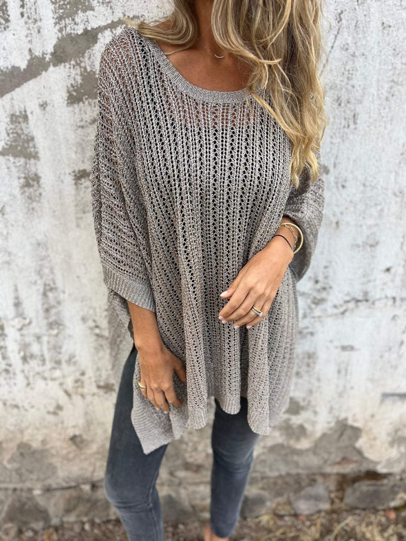 Women's Round Neck Hollow Knitted Sweater