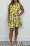 Women's Lemon print sleeveless swing dress