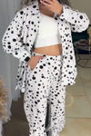 Women's Casual Polka Dot Print Long Sleeve Two Piece Set