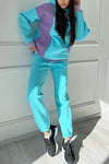 Women's Contrast Color Hooded Top & Pants Two-piece Set