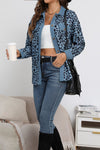 Women's Fashion Leopard Print Button Long Sleeve Jacket