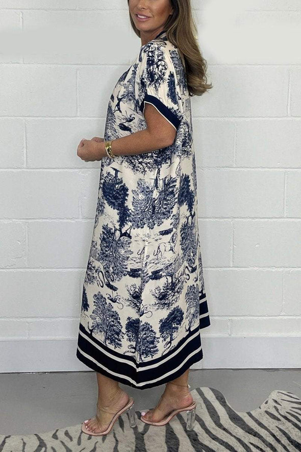 V-neck printed dress