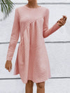 Women's Solid Color Round Neck Diamond Check Dress