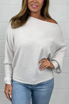 Women's Ribbed Batwing Style Slash Neck Jumper