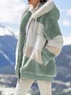 Women's Loose Plush Multicolor Hooded Coat