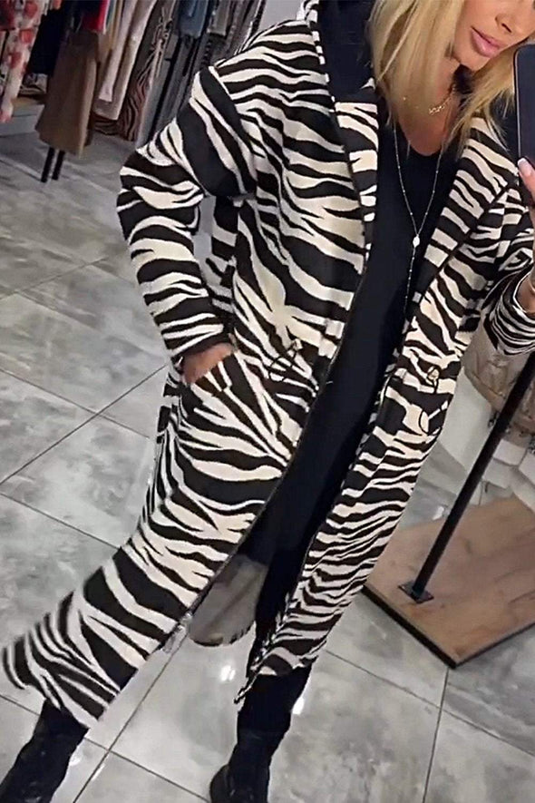 Women's Fashion Zebra Pattern Coat