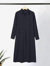 Women's Cotton Lapel Long Sleeve Long Shirt Dress