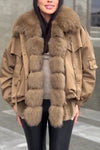 Woman Casual Imitation Mink Fur Patchwork Collar Warm Jacket