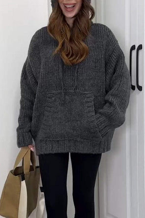 Women's Casual Hooded Knitted Pullover Sweatshirt