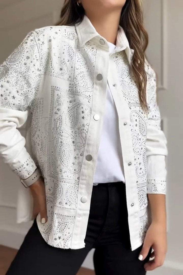 Women's Casual Solid Color Hot Diamond Shirt Jacket