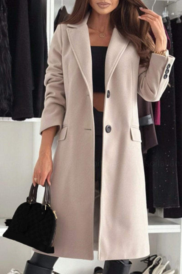 Women's Lapel Woolen Casual Long Coat