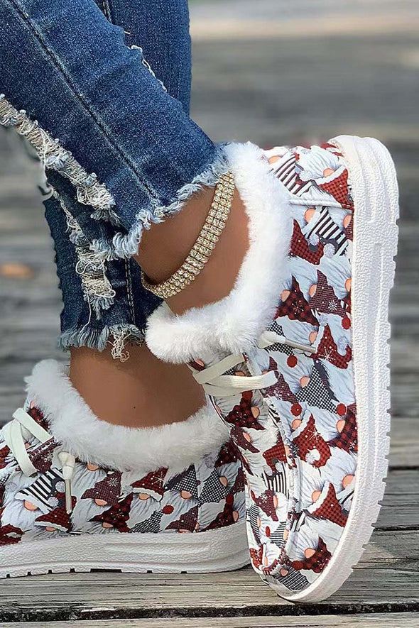 Women's Christmas printed warm cotton shoes