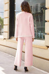 Women's Casual Long Sleeve Knit Top Wide Leg Pants Two-Piece Outfit