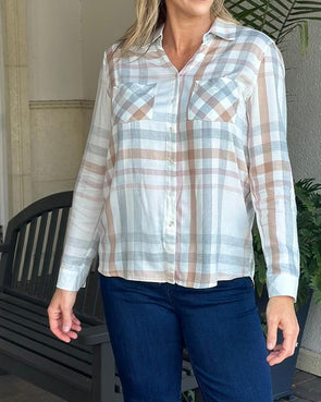 Women's Cotton and Linen Casual Plaid Tops