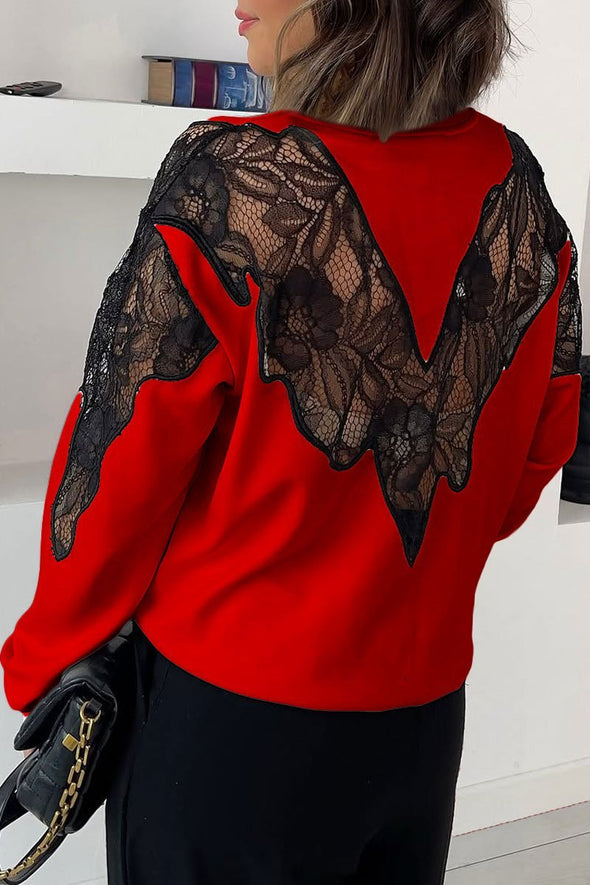 Women's Fashion Lace Decoration Sweatshirt