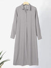 Women's Cotton Lapel Long Sleeve Long Shirt Dress