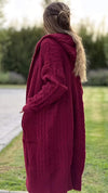 Women's Hooded Long Sleeve Casual Knitted Long Cardigan Sweater