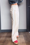 Women's Casual Buttoned Contrast Color Loose Straight Pants