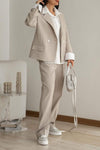 Women's Casual Lapel Solid Color Suit Two Piece Suit