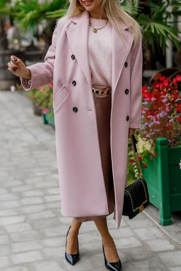 Women's Solid Color Mid-Length Overcoats