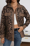 Women's Fashion Leopard Print Button Long Sleeve Jacket