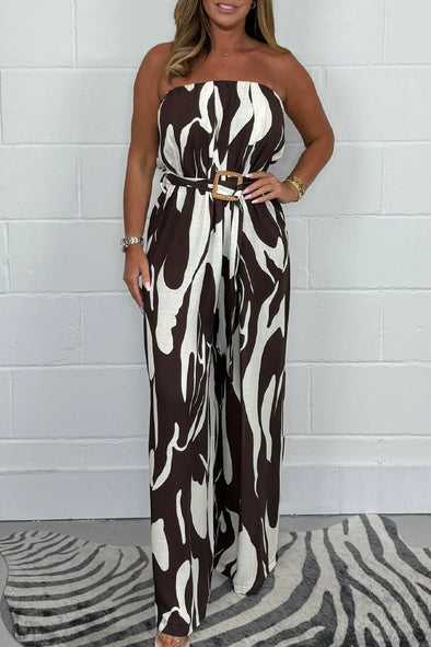 Women's printed belted jumpsuit
