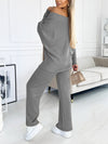 Women's Fashion Solid Color Batwing Sleeve Tops and Wide Leg Pants two-piece set