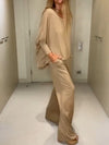 Women's Casual Solid Color Tops and Pants Set