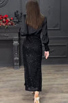 Women's Elegant Sequin Skirt Party Suit