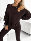 Women's Fashion Solid Color Sweatshirt 3 pieces Tanks and Lined Leggings