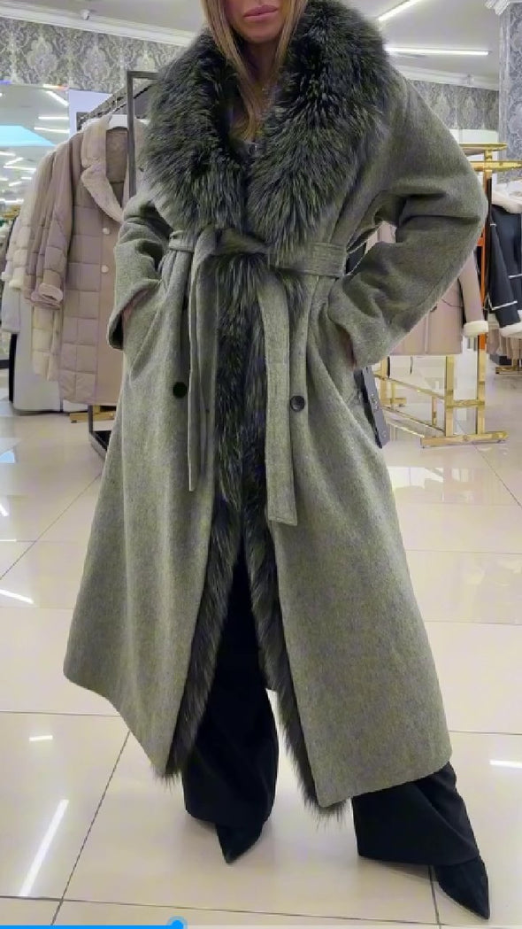 Women's Woolen Long Coat with Large Lapel